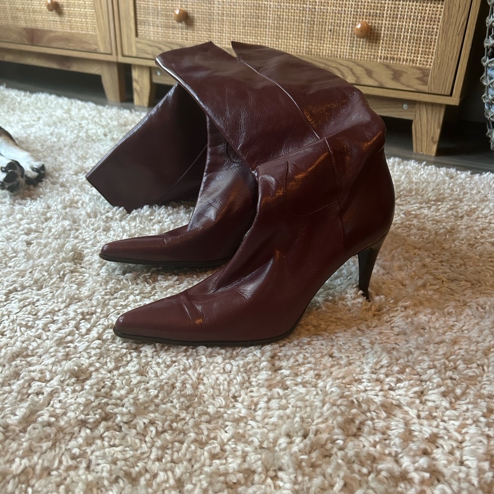 Sergio Rossi Deep burgundy Leather Heeled Boots